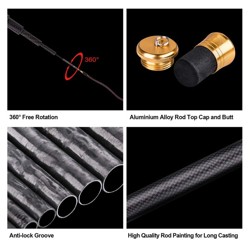 Goture Telescopic Tenkara Fishing Rod Collapsible Crappie Rods 1 Piece Portable Hand Fishing Poles Carbon Fiber Telescoping Stream Ultralight Inshore Carp Bamboo Pole Bass Trout 12 15 18 20 21 24Ft - Image 4